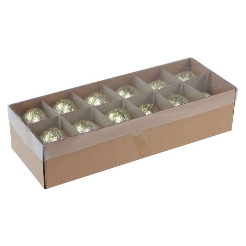 Floristik21 Deko Ostereier echtes Hühnerei Weiß mit Gold-Glitter H5,5–6cm 10 St