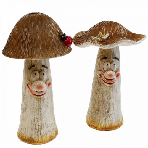 Floristik21 Deko Pilze Herbstdeko Lustige Pilze Ø15/12cm H22/25cm 2St