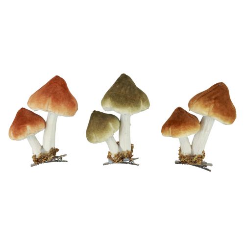 Floristik21 Deko Pilze mit Clip Herbstdeko beflockt Sortiert 9cm 3St