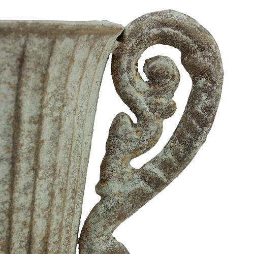 Artikel Deko Pokal Kelch Metall Antik Optik Braun Weiß für Pflanzen und Trockenblumen Ø12cm H26cm