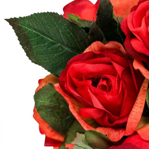 Deko Rosen Blumenstrauß Kunstblumen Rosen Rot H30cm 8St