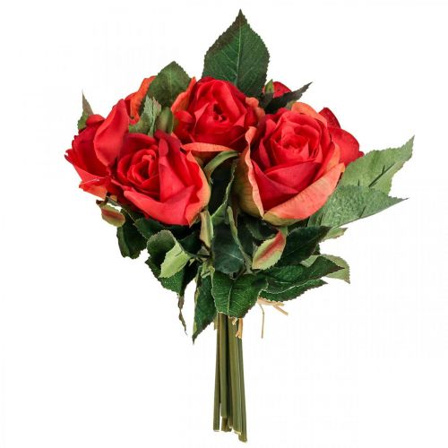 Floristik21 Deko Rosen Blumenstrauß Kunstblumen Rosen Rot H30cm 8 St