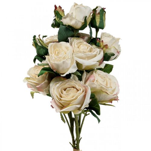 Floristik21 Deko Rosen Creme Künstliche Rosen Seidenblumen 50cm 3St