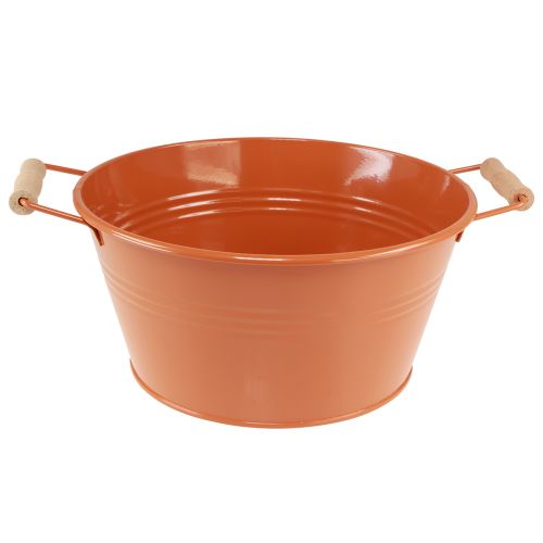 Artikel Deko Schale mit Griffen Metall Orangebraun Ø29cm H14,5cm