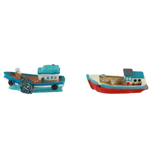 Floristik21 Deko Schiffchen Boot Blau Rot Maritime Tischdeko 5cm 8 St