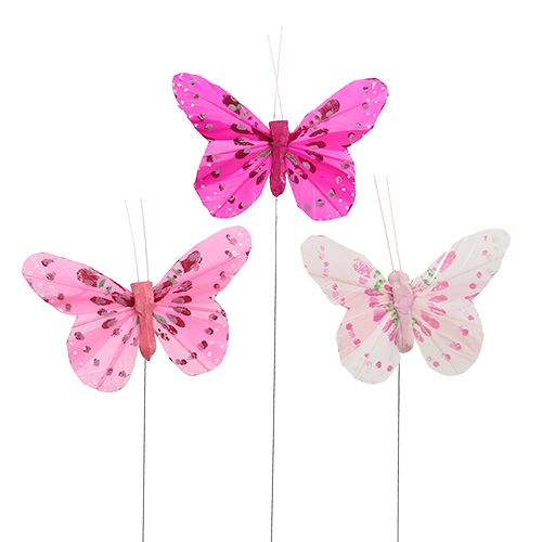 Floristik21 Deko Schmetterling Rosa-Pink sort. 6cm 24St