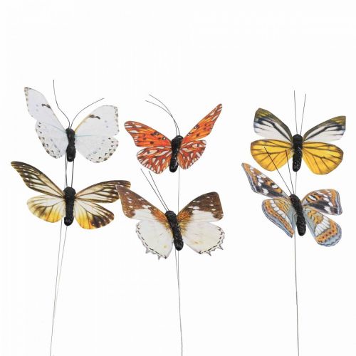 Deko Schmetterling am Draht Bunt Frühlingsdeko 8cm 12St