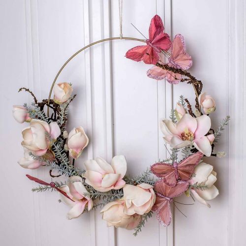 Floristik21 Deko-Schmetterling am Draht Federschmetterling Rosa 10×6cm 12St