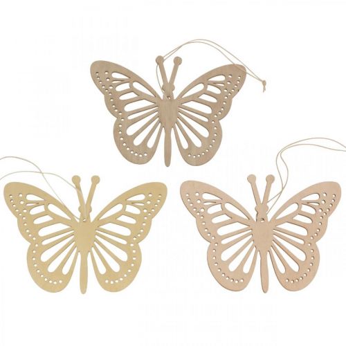 Floristik21 Deko Schmetterlinge Dekohänger Beige/Rosa/Gelb 12cm 12 St