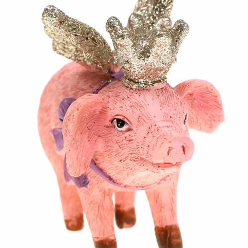 Floristik21 Dekofigur Schwein mit Krone 9cm 2St