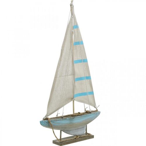 Floristik21 Deko Segelboot Holz Blau-Weiß Maritime Tischdeko H54,5cm