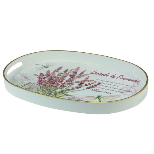 Deko Tablett Lavendel Kunststoff Tablett Weiß 39×27,5cm