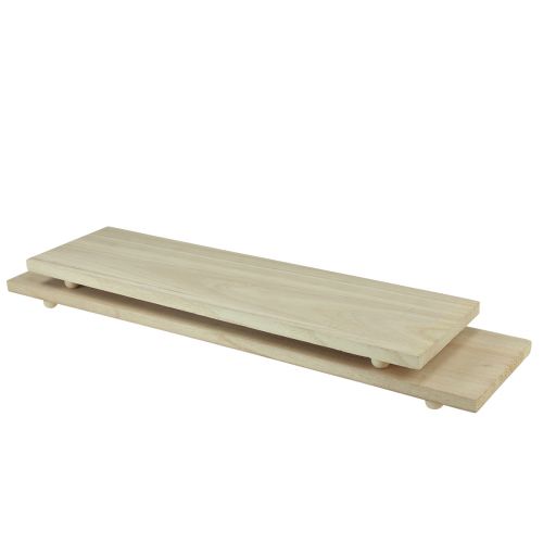 Floristik21 Deko Tablett mit Füßen Holztablett Paulownia 55/65cm 2er-Set