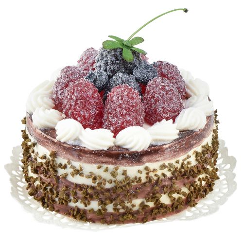 Floristik21 Deko Törtchen Schoko mit Himbeeren Torte Attrappe Ø10cm