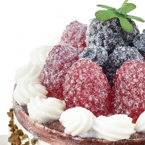 Floristik21 Deko Törtchen Schoko mit Himbeeren Torte Attrappe Ø10cm