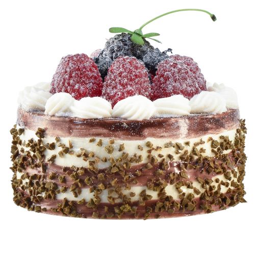 Floristik21 Deko Törtchen Schoko mit Himbeeren Torte Attrappe Ø10cm