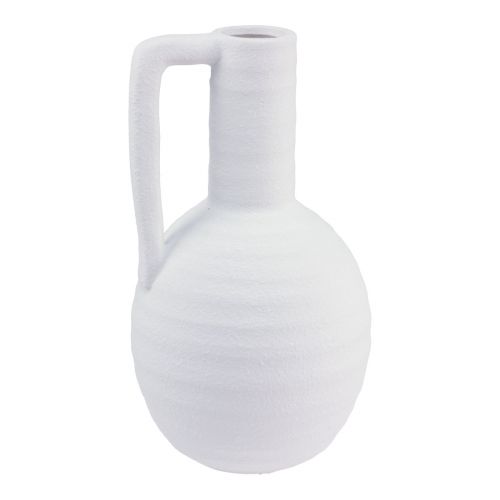 Deko Vase Weiß Blumenvase mit Henkel Keramik H26cm