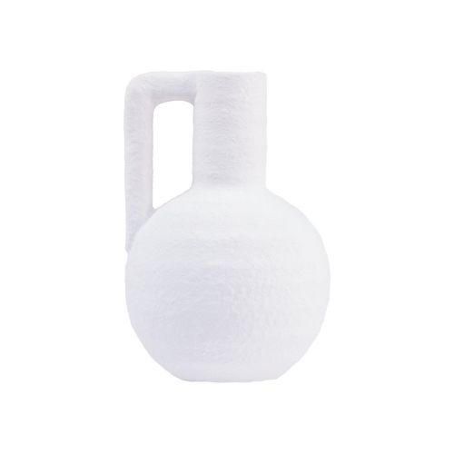 Deko Vase Weiß Mini Blumenvase mit Henkel H15cm