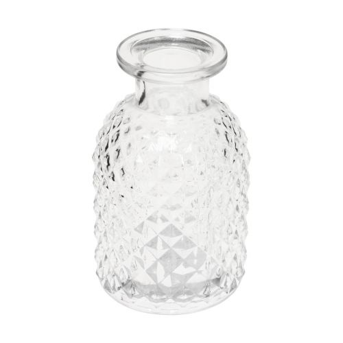 Floristik21 Deko Vasen Mini Glas Klar Retro Raute Ø5,5cm H9cm 6 St