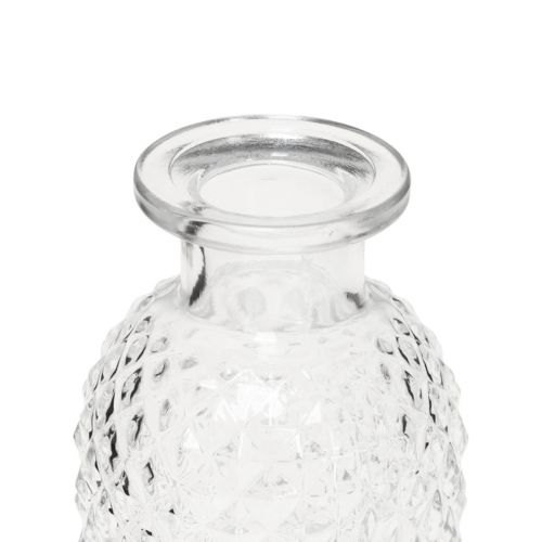 Artikel Deko Vasen Mini Glas Klar Retro Raute Ø5,5cm H9cm 6 St