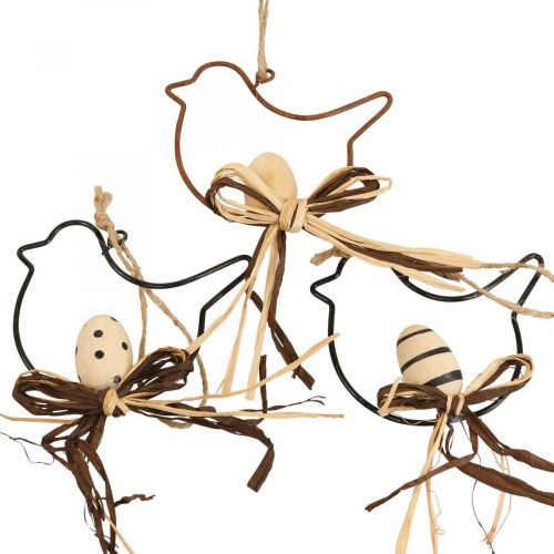 Floristik21 Deko Vögel zum Aufhängen Schwarz/Natur/Rost 8,5×7,5cm 6 St