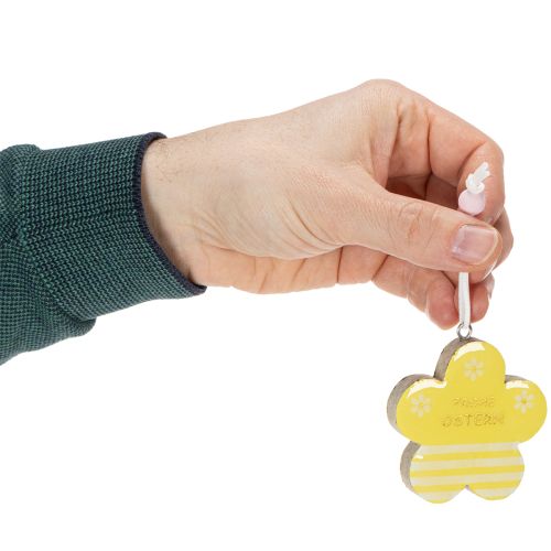 Artikel Holzanhänger Osterdekoration 7×7cm für Sträuße und Kränze, 6-teilig