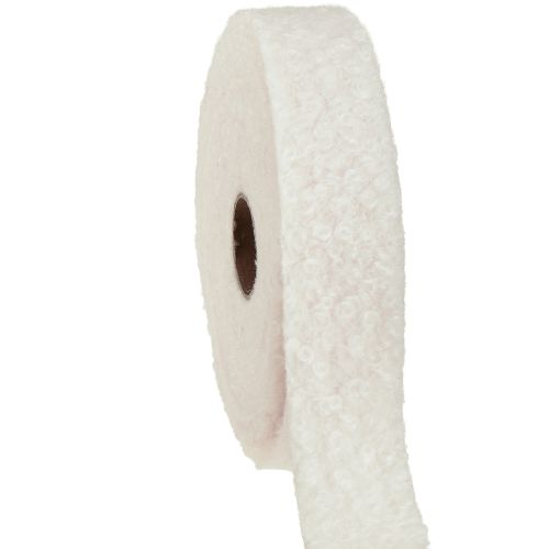 Großhandel Dekoband Creme Breites Band Wolloptik Stoffband 40mm 8m – Ideal für Floristen