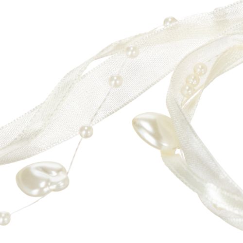 Artikel Dekoband Creme Herzen Perlen Hochzeitsdeko 10mm 5m