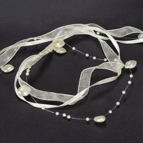 Artikel Dekoband Creme Herzen Perlen Hochzeitsdeko 10mm 5m