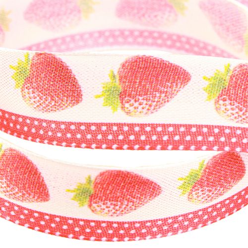 Artikel Dekoband Erdbeeren Stoffband formstable Kanten 25mm 15m Blumenthema Floristik