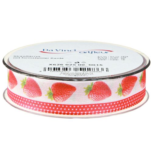 Artikel Dekoband Erdbeeren Stoffband formstable Kanten 25mm 15m Blumenthema Floristik