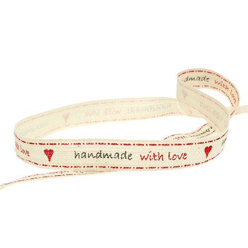 Floristik21 Dekoband "Handmade with Love" 15mm 15m