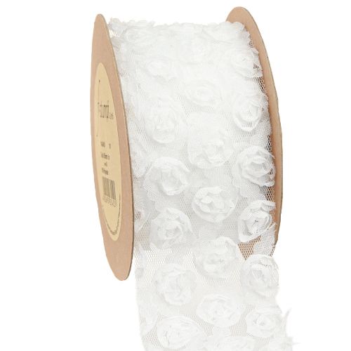 Floristik21 Dekoband Hochzeit 60mm Weiße Rosen Geschenkband 5m Dekoration