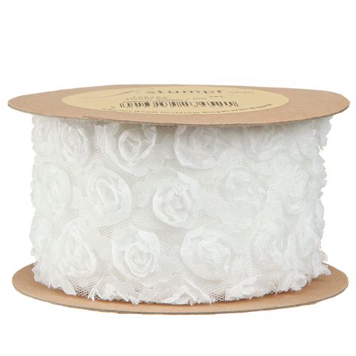 Artikel Dekoband Hochzeit 60mm Weiße Rosen Geschenkband 5m Dekoration