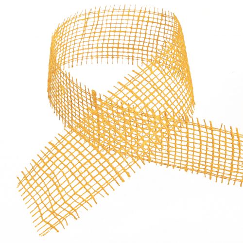 Artikel Dekoband Jute Senfgelb 5cm x 40m Gitterband Bastelband für Frühlingsdeko