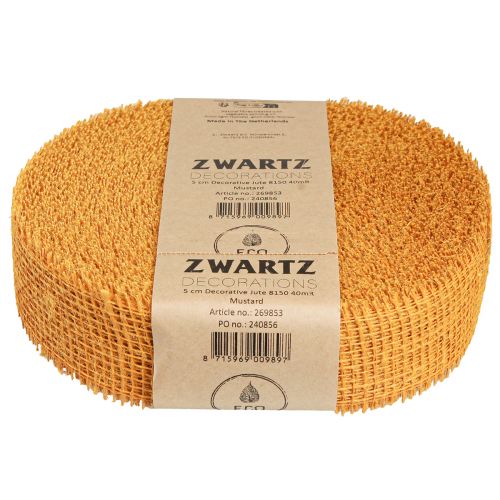 Artikel Dekoband Jute Senfgelb 5cm x 40m Gitterband Bastelband für Frühlingsdeko