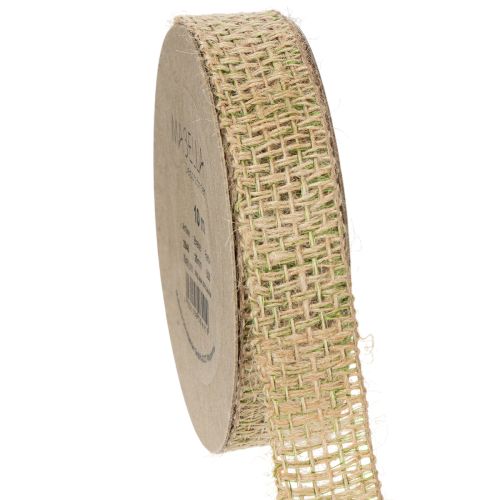 Dekoband Jute Grün, Natur 25mm Juteband zum Dekorieren 10m