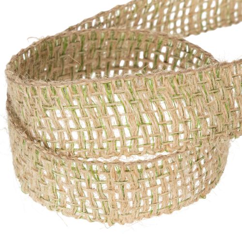 Dekoband Jute Grün, Natur 25mm Juteband zum Dekorieren 10m | Floristik21.de