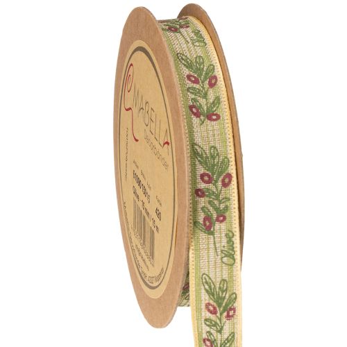 Geschenkband mit Olivenzweig-Motiv 1,5 cm breit 15 m lang für dekorative Ideen