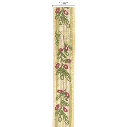 Artikel Geschenkband mit Olivenzweig-Motiv 1,5 cm breit 15 m lang für dekorative Ideen