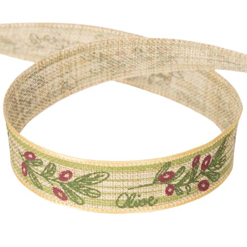 Artikel Geschenkband mit Olivenzweig-Motiv 1,5 cm breit 15 m lang für dekorative Ideen