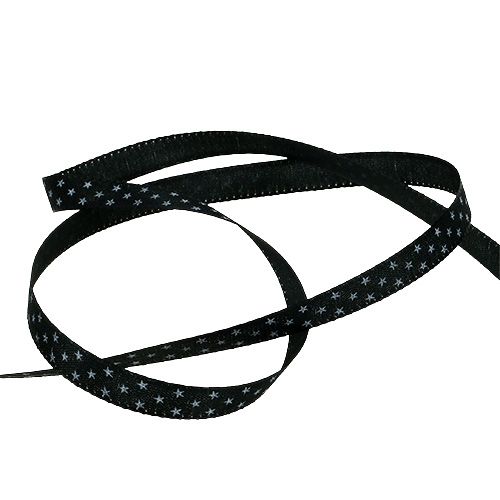 Floristik21 Dekoband Schwarz mit Dekor 10mm 25m
