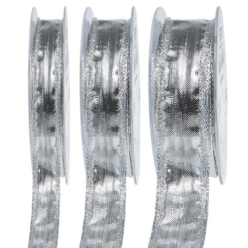 Dekoband Silber mit Drahtkante 25m