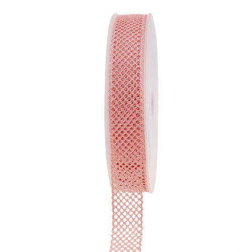 Floristik21 Dekoband Spitze 21mm 20m Rosa