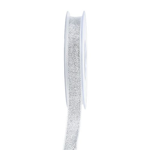 Floristik21 Dekoband Weihnachten Weiß-Silber 15mm 20m