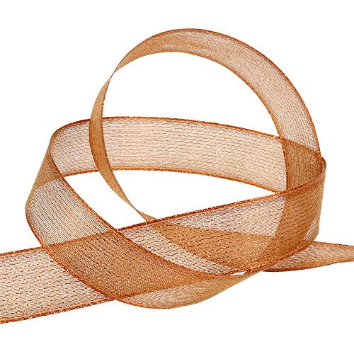 Dekoband mit Lurexstreifen Kupfer 25mm 20m | Floristik21.de