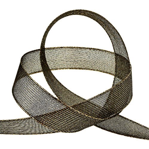 Dekoband mit Lurexstreifen Schwarz 25mm 20m | Floristik21.de