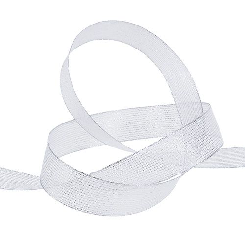 Dekoband mit Lurexstreifen Silber 25mm 20m | Floristik21.de