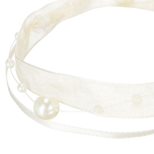 Artikel Dekoband mit Perlen Creme 20mm 5m