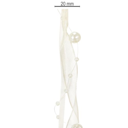 Artikel Dekoband mit Perlen Creme 20mm 5m